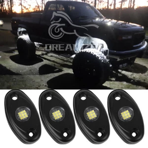 4Pods White LED Rock Lights Underbody Glow Neon For GMC Sierra 1500 2500 Yukon - Picture 1 of 7