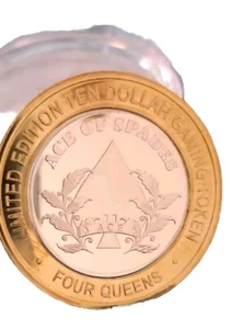 Rare Limited Edition SILVERSTRIKE Casino Chip, Ace Of Spades 4 Queens Las Vegas - Bild 1 von 11
