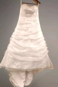 Davids Bridal Wedding Dress Sz 12 Chiffon Corset Back Ball Gown A-line - Picture 1 of 21