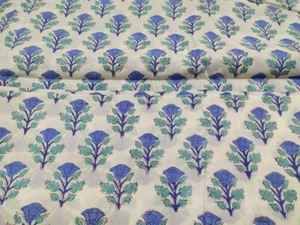 5 Yard Hand Block Print Handmade Cotton Indian Natural Sanganeri Print Fabric - Picture 1 of 11