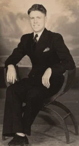 RPPC Postcard Handsome Man Relaxed Pose Dark Suit Friendly Smile Studio Portrait - Picture 1 of 3