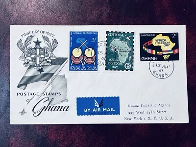 GHANA 1961 FDC AFRICA FREEDOM DAY ACCRA POSTMARK - Image 1 of 2