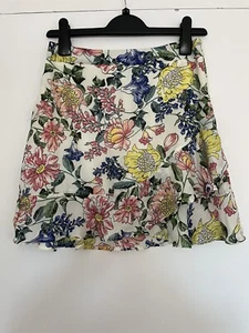 Primark Pink Floral Flowy Ruffle Skirt With Zip Size 10 - Picture 1 of 6