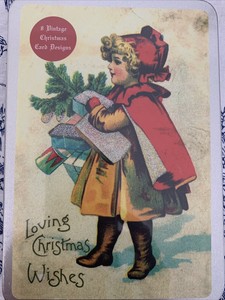 8 Vintage Christmas Cards in Tin Santa with Drum Collectible Tin Frederick BNWB