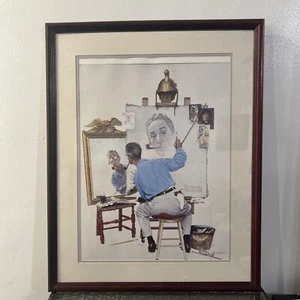 "TRIPLE SELF PORTRAIT " by Norman Rockwell Offset Lithograph 1992 #823/1000 - Picture 1 of 11