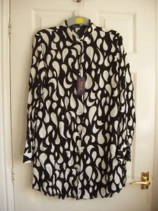POLO Ralph Lauren long sl viscose black white tunic shirt blouse top bnwt XL 18 - Picture 1 of 2