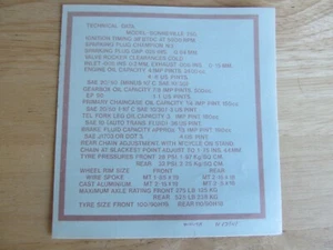 62-0043 TECHNICAL DATA TRANSFER for TRIUMPH BONNEVILLE * - Picture 1 of 1