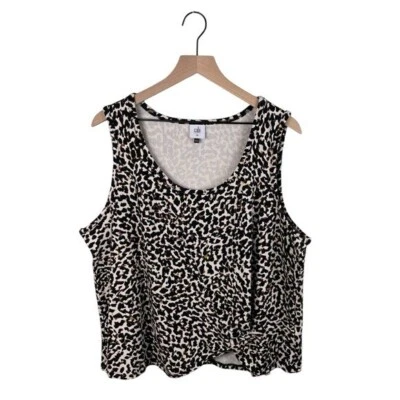 Camiseta sin mangas CAbi 5759 nudosa con estampado de leopardo talla XL sin mangas reunida frontal modal Foto 1 de 4
