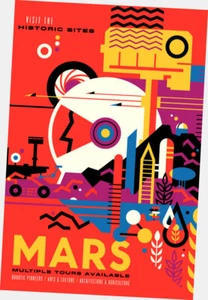 Visit Mars Travel Poster "The Historic Sites" Space Tourism Fantasy poster - Picture 1 of 1