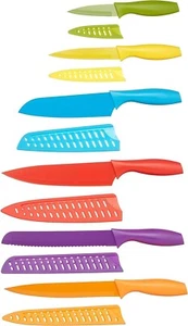 Amazon Basics Color-Coded Kitchen Knife Set, 6 Knives w/ Blade Guards - Picture 1 of 7