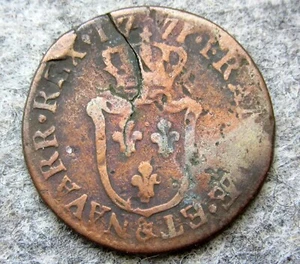 FRANCE LOUIS XV 1771 1/2 SOL, COPPER - Picture 1 of 4