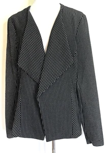 Lane Bryant Womans Size 16 Blazer Polka Dot Black Open Cardigan Soft Lined - Picture 1 of 10