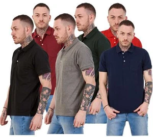 Mens Cotton T-Shirts Regular fit Plain Polo Pocket Casual Formal Shirt Top M-XXL - Picture 1 of 26