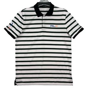 RLX Ralph Lauren Golf Polo Shirt Mens M Black White Stripe Designer Athletic Tee - Picture 1 of 10