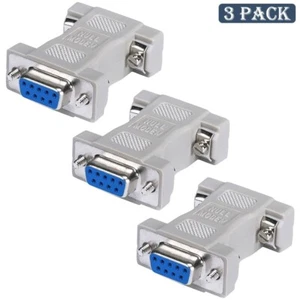 3x DB9 RS-232 9 Pin Serial Port Null Modem Adapter Female/Female Gender Changer - Picture 1 of 2