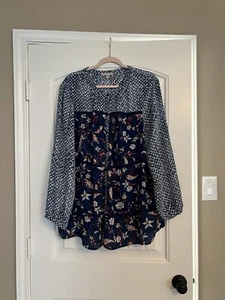 Woman Within Plus Size Button Down Long Sleeve Blouse Size 1X Floral Print - Picture 1 of 11