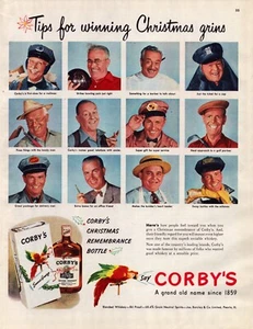 1950 Corbys Whiskey Weihnachtsflasche Vintage Original Halsketten Magazin Druck Anzeige - Bild 1 von 1