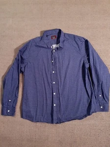 Untuckit Men's Long Sleeve Size 2XL Blue w/White Triangle Dots Button Up - Picture 1 of 9