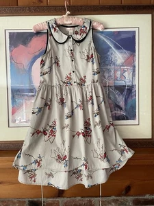 Band of Gypsies Bird Print Poly Button Bodice Tie Collar Sleeveless Dress Sm - Picture 1 of 7