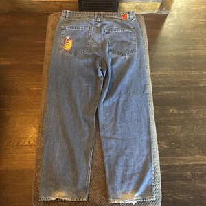 Empyre Jeans Mens 36x30 Denim Baggy VTG Y2K Wide Leg Skater Spray Paint Can JNCO - Picture 1 of 15