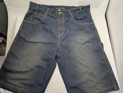 Y2K Baggy Phat Farm Jean Shorts Mens 42 Waist Blue Denim Dark Wash  - Image 1 of 4