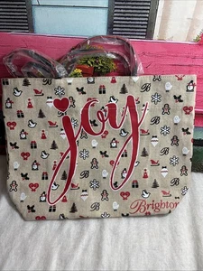 BRIGHTON JOY Canvas Christmas Tote Bag Purse 11" x 15.5” New - Picture 1 of 5