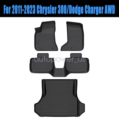 For 2011-2023 Chrysler 300/Dodge Charger AWD TPE Floor Mats Trunk Cargo Liner 3D - Изображение 1 из 4
