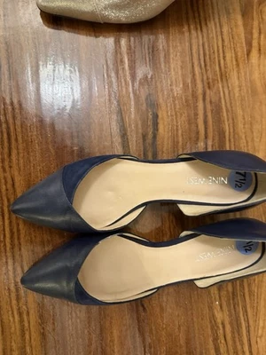 NUEVO EN CAJA Zapatos para Mujer NINE WEST Susaynah Azul Marino Gamuza Cuero Tacón Bomba Talla 7.5 Foto 1 de 4