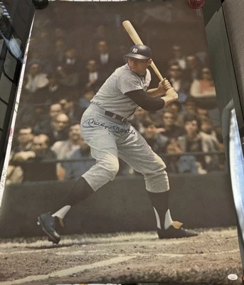 Mickey Mantle Autographed Poster Lefty Batting Stance HOF Yankees JSA Signed  - Image 1 of 4