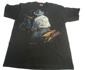 Vintage 1990’s Habitat t shirt Men’s XL Wyoming Cowboy Comet Black - Picture 1 of 9