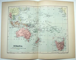 Oceania - Original 1895 Map by W A. K. Johnston. Antique Pacific Islands Chart - Picture 1 of 3