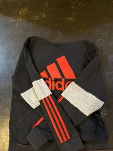 Adidas Striped Red Hoodie Size 10-12 - Picture 1 of 4