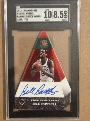2012-13 BILL RUSSELL PREFERRED CHOICE AWARDS AUTO RED #'d/25 SGC 10/8.5 NM  - Image 1 of 2