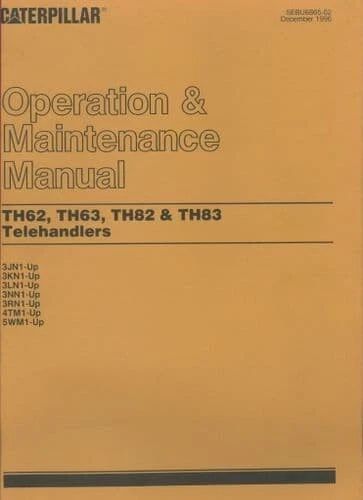 Caterpillar Telehandler TH62 TH63 TH82 & TH83 Operators Manual - Image 1 of 1