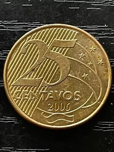Brazil 25 Centavos 2006 Brass Plated Steel Coin - Picture 1 of 2