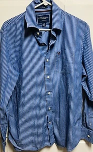 American Eagle Outfitters LG Blue Button Up Shirt, Preowned - Picture 1 of 3