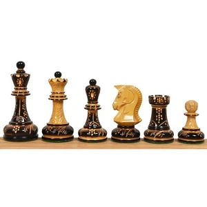 1970s' Dubrovnik Chess Pieces Only Set - Hand Carved Lacquered Boxwood-3.8" King - Picture 1 of 12