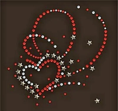 Hotfix Strass Bügelbild Motiv Applikation Herz Ornament Herzen 090511-07dc - Bild 1 von 2