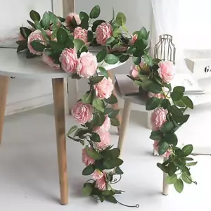 Peonia seta rosa fiori artificiali grandi viti matrimonio festa da appendere a parete edera ratto - Foto 1 di 27