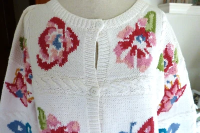 S ADRIENNE VITTADINI SPORT 100% ALGODÓN DAMAS CÁRDIGAN SUÉTER MARIPOSAS BLANCO Foto 1 de 4