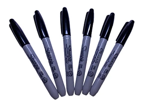 6 ) Count Sharpie Markers Fine Point Tip Black Permanent 30001 NWOB - Picture 1 of 2