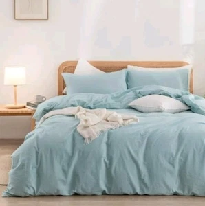 BESTOUCH Duvet Cover Set 100% Washed Cotton Linen Feel Super Soft Comfortable... - Picture 1 of 6