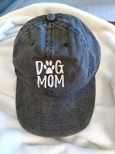 Unisex Dog Mom Vintage Adjustable Baseball Cap Cotton Black Denim - One Size - Picture 1 of 3