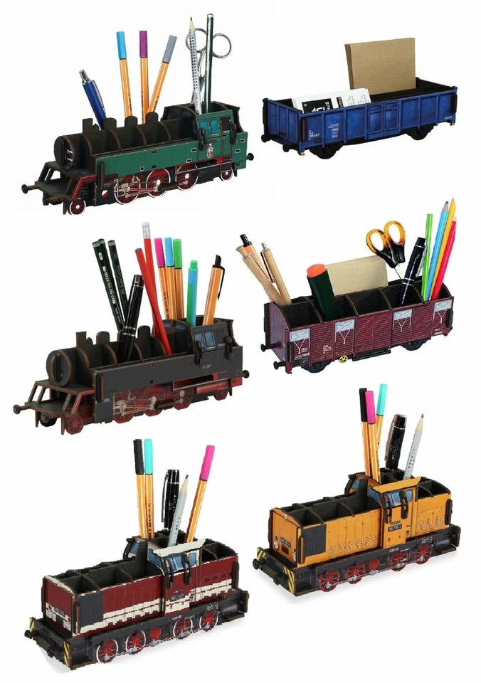 Werkhaus Stiftebox Zug Lok Dampflok Güterwagen Güterwagon Stifte- Halter Becher