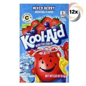 12x Packets Kool-Aid Mixed Berry Flavor Caffeine Free Soft Drink Mix- .22oz Each - Picture 1 of 2