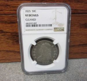 1825 Capped Bust Silver Half Dollar NGC : VF DETAILS, Cleaned : 200 Year Old - Picture 1 of 6