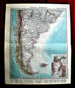 1889/94:Stieler's Hand Atlas=SUD CILE E PATAGONIA-SUDCHILE ET PATAGONIEN.Cm48x40 - Bild 1 von 1