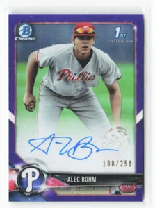 2018 Topps Bowman Chrome Alec Bohm #CDA-AB Viola Rifrattore Auto 108/250 - Foto 1 di 2