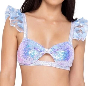 NEU ROMA - Schmetterling Magic Pailletten Rüschen Top - SALE Festival Rave - Bild 1 von 2