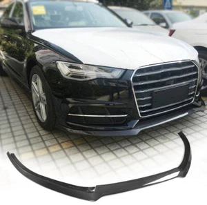 REAL CARBON Front Bumper Lip Spoiler for Audi A6 C7 SLINE S6 Sedan 2016-2018 - Picture 1 of 13